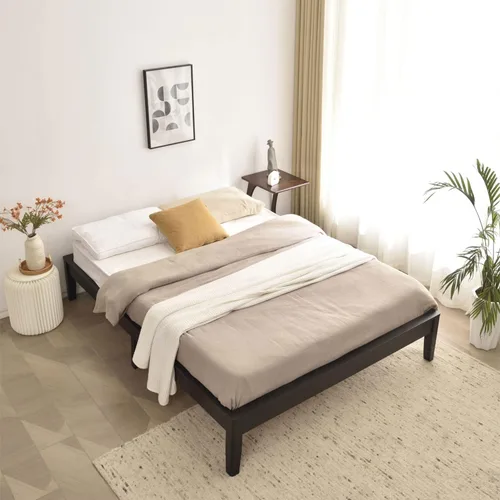 Vista 7 de Better Home Products Stella - Marco de cama de madera de pino maciza, tamaño Queen, color negro