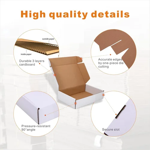 Vista 3 de Sobres corrugados de 9 x 6 x 2 pulgadas (paquete de 25), cajas de envío de cartón, color blanco ostra (CM962-25)