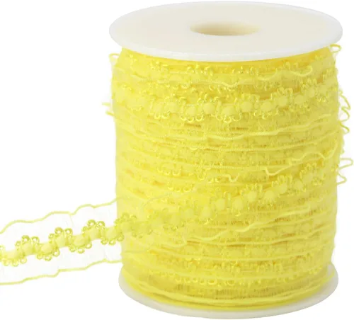 Vista 19 de Cinta elástica naranja con volantes de 25 yardas para coser de 3/4 pulgadas de organza elástica con ribete de encaje de ganchillo, banda elástica