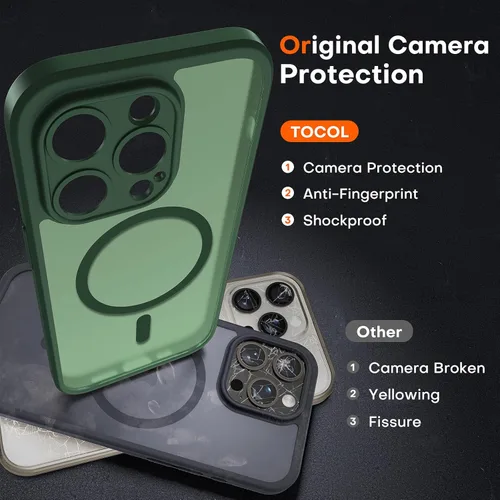 Vista 826 de TOCOL Funda para iPhone 11, compatible con Magsafe, protección completa de cámara, imanes integrados, protección contra caídas, funda translúcida