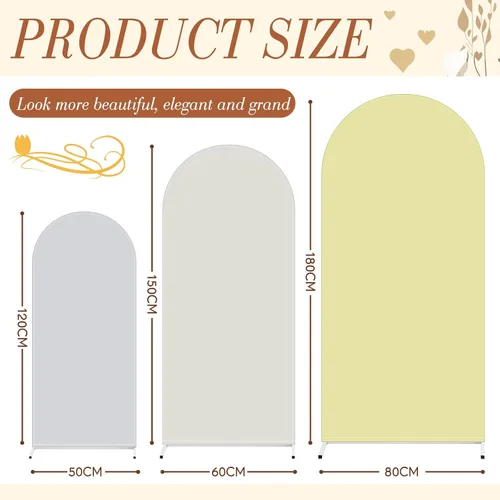 Vista 2 de VitalCozy Juego de 3 Cubiertas para Arco de Boda de 4/5/6 pies, Cubierta de Telón de Fondo de Arco de Tela de Doble Cara de Spandex Ajustado