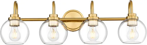 Vista 15 de Luz de Tocador de Baño de 2 Luces, Níquel Cepillado con Pantalla de Vidrio Transparente, Luz de Tocador de Baño de Granja Sobre Espejo para Baño
