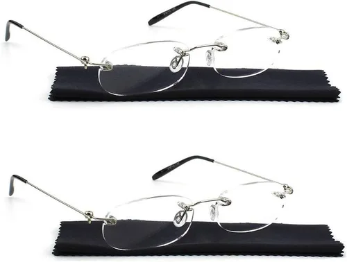 Viseng 2 pares de lentes de lectura unisex súper ligeros sin montura de calidad ultra finas y transparentes sin marco+1.0