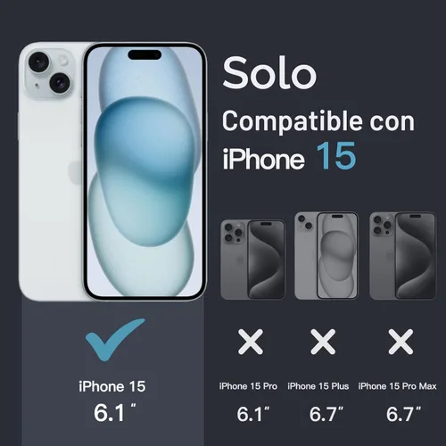 Vista 2 de JETech - Funda para iPhone 15 de 15,5 cm, cubierta a prueba de golpes sin amarillamiento, parte trasera transparente antiarañazos (Transparente)