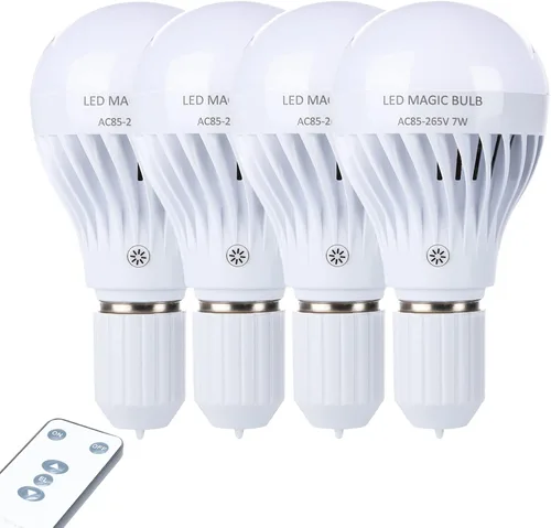 Vista 11 de BSOD Bombillas recargables con control remoto, bombillas LED E26 de luz cálida, bombillas de batería USB, bombillas regulables de emergencia