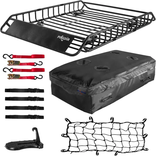 Vista 8 de Portaequipajes Plegable para Enganche de Remolque Cesta Rack de Carga 60"*21.5"*6" Capacidad de Peso de Transporte de 500 Libras, Bolsa de Carga