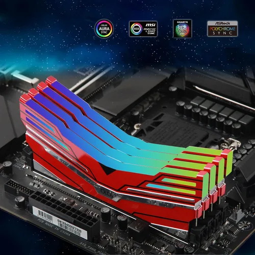 Vista 5 de OLOy DDR4 RAM 16GB (2x8GB) Warhawk Aura Sync RGB 3200 MHz CL16 1.35V 288-Pin Desktop Gaming UDIMM (MD4U083216BCDA)