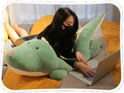 Vista 4 de Almohada de peluche de dinosaurio, suave, grande, dinosaurios, muñeco de peluche, regalos para niños, cumpleaños, San Valentín