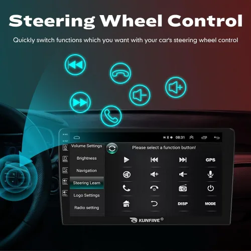 Vista 7 de Kunfine Coche CarPlay Android Navegación Automática Estéreo GPS Radio Reverse Cámara Pantalla 10 "IPS Pantalla Táctil Headunit Tablet Pad Media