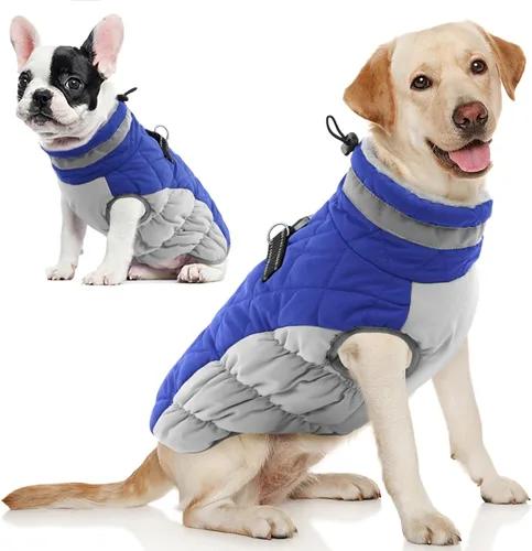 Vista 20 de AOFITEE Abrigo para perro, chaquetas cálidas para perros pequeños, abrigo de invierno para perros con arnés integrado, chaqueta de invierno