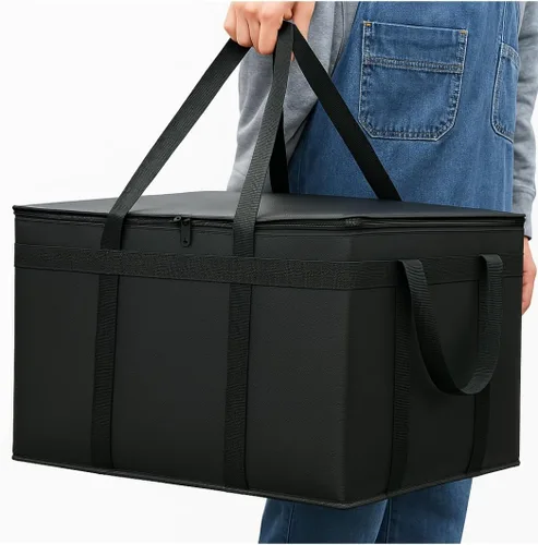 Vista 23 de musbus - Paquete de 2 bolsas aislantes reutilizables para comestibles, bolsa enfriadora plegable para comestibles, bolsa aislante grande resistente