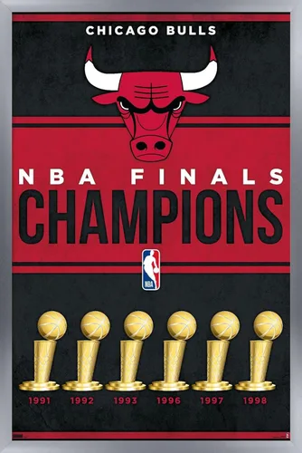 Vista 9 de Trends International NBA Chicago Bulls - Póster de pared de Champions 23, 22.4 pulgadas de largo x 14.7 pulgadas, versión enmarcada de madera