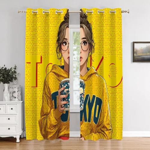 Vista 22 de Maritime Ocean Cafe Curtains,Anchors Nautical Art Blackout Tier Curtain Multilayer Polyester Short Kitchen Drapes 2 Pack 26X24 Inches