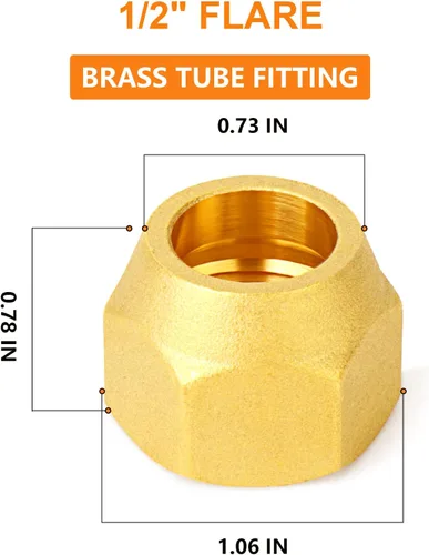 Vista 4 de GASHER 5 piezas de accesorios de tubo de cobre con conexión abocinadas de 45 grados, tuerca de 1,27 cm para aire acondicionado, extensión de cobre