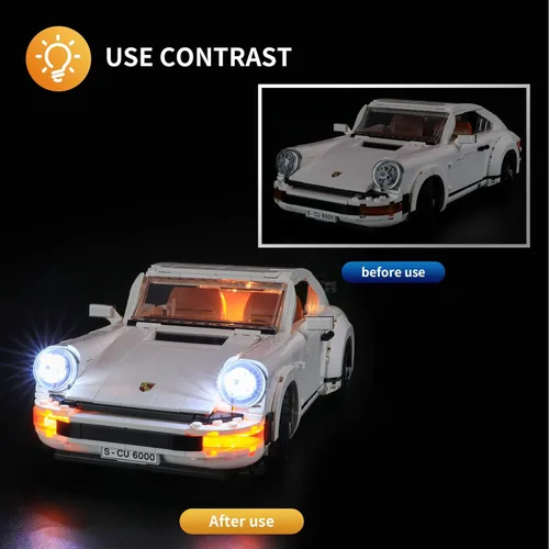 Vista 4 de Vaodest Luz LED para Lego 10295 Creator Expert Porsche 911, diseño y configuración compatible con el modelo 10295