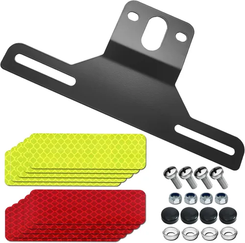 Vista 11 de Soporte de placa de matrícula para remolque - Marco negro de aluminio para etiqueta de coche para camiones, barcos, RVs, placas universales con 10