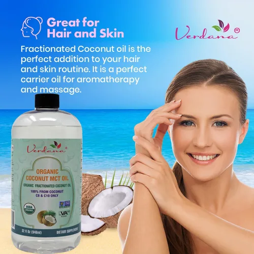 Vista 5 de Verdana Aceite de coco orgánico MCT certificado por USDA – Aceite de coco fraccionado – Sin granos de palma utilizado – Kosher, grado alimenticio