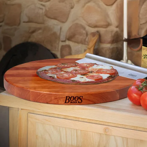 Vista 8 de John Boos R-Board Series Tabla de cortar redonda de madera de cerezo de 18 x 18 pulgadas, 1.5 pulgadas de grosor, bloque de carnicero reversible