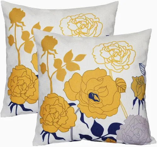 Vista 17 de sykting - Juego de 2 fundas de almohada de lino y algodón para sofá, 7.1 x 7.1 pulgadas, serie de pájaros y flores