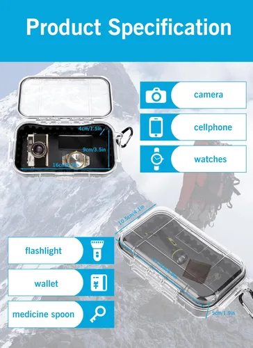 Vista 4 de Estuche de almacenamiento impermeable, equipo de supervivencia para deportes al aire libre, caja sellada, a prueba de polvo, cajas secas a prueba