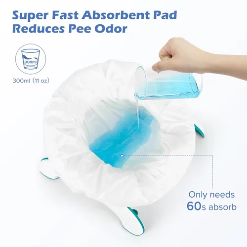 Vista 4 de [80 unidades] Bolsas desechables OXO para orinal, forros para orinal portátil, bolsas de viaje Maliton para orinal que se adaptan al orinal OXO Tot