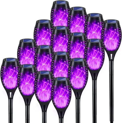 Vista 9 de KYEKIO Linterna solar con llama parpadeante, paquete de 12 luces solares para exteriores, luces solares de jardín impermeables para exteriores