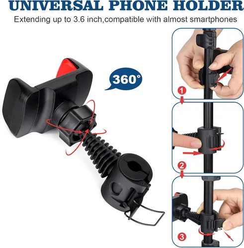 Vista 5 de HPUSN - Anillo de luz con trípode: anillo de luz para selfie con anillo de soporte para teléfono, luz circular regulable para YouTube Live Stream