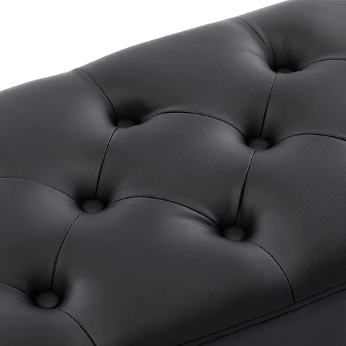 Vista 13 de DUHOME Banco otomano moderno de terciopelo, tapizado con botones, banco de pie de cama con base dorada para entrada, sala de estar, comedor