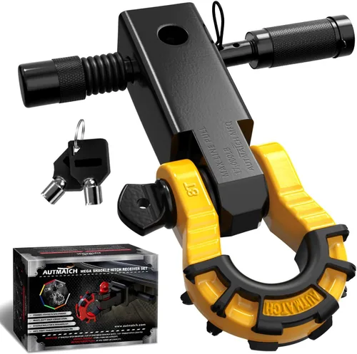 Vista 12 de AUTMATCH Receptor de enganche de grillete de 2 pulgadas con grillete de anillo Mega D de 3/4 pulgadas y pasador de bloqueo de enganche de remolque