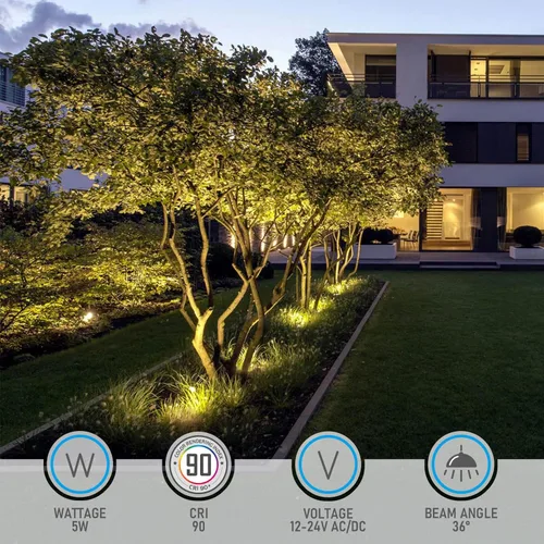 Vista 6 de LEONLITE Dia. Luces de pozo LED para paisaje de 4 pulgadas empotradas en el suelo, parte superior enrejillada, 5 temperaturas