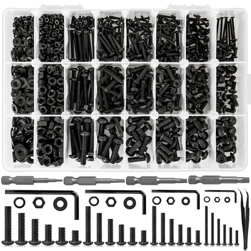 Vista 11 de Juego de 2410 piezas de tuercas y pernos M2 M3 M4 M5, pernos métricos de cabeza hexagonal con botón de 4 mm a 20 mm, pernos y tuercas de acero