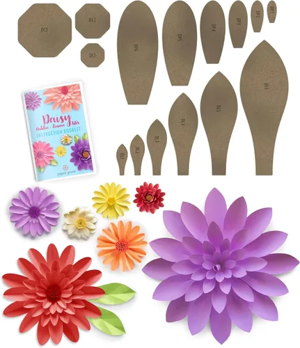 Vista 6 de Camelia de papel + magnolia + plantilla para suculentas, plantillas de hojas de 2 a 18 pulgadas y libro de instrucciones incluido