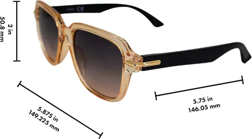 Vista 6 de AlterImage Sunset Fashion - Gafas de sol retro para mujer, marco transparente con acento de metal dorado y lentes marrón degradado, Marrón claro