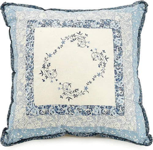Vista 7 de Modern Heirloom Colcha acolchada bordada floral azul - Ropa de cama ligera transpirable para todas las estaciones, tamaño matrimonial