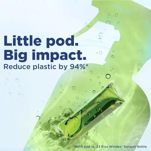 Vista 4 de Windex Disolver cápsulas concentradas, limpiador multisuperficie, 2 cápsulas de repuesto concentradas solubles