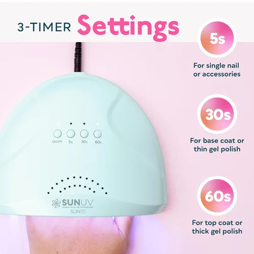 Vista 3 de SUNUV Secador de uñas, luz UV para esmalte de uñas de gel, lámpara LED UV profesional con 3 ajustes de temporizador, herramientas de arte, sensor