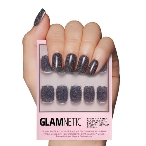 Vista 24 de Glamnetic - MaDamn Uñas postizas con punta francesa, cortas y puntiagudas en forma de almendra con acabado UV, uñas semitransparentes de calidad
