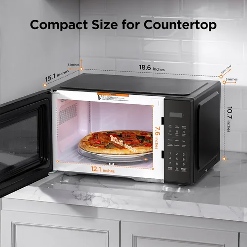 Vista 3 de BLACK+DECKER EM9P02P9 - Horno microondas para encimera, 0.9 pies cúbicos, 900 W con 6 ajustes preestablecidos de un solo toque, cocción expresa, 10