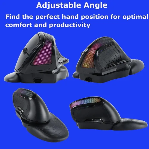 Vista 3 de Ratón inalámbrico de gran ángulo ajustable ergonómico vertical ratón inalámbrico para PC, portátil, computadora, Macbook, 3600 DPI, reposamanos