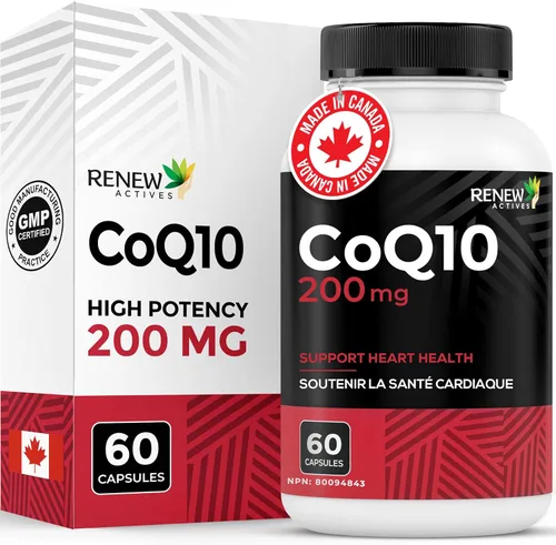 Renew Actives Suplemento de ubiquinona CoQ10: 200 mg de coenzima Q10 suplementos para apoyo cardiovascular, neurológico y de salud del sistema