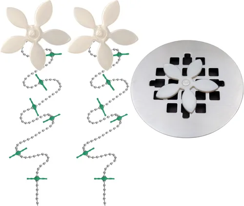 Vista 11 de DrainWig - Atrapadores de pelo para desagüe de ducha desechables de plata con diseño de flor (paquete de 2) – Eliminación de pelo sin contacto