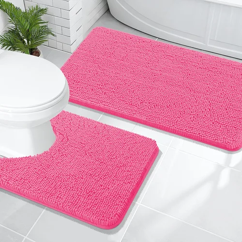 Vista 58 de OLANLY Juego de 2 alfombras de baño de felpilla suave y absorbente, antideslizantes, de secado rápido, lavables a máquina, accesorios de decoración