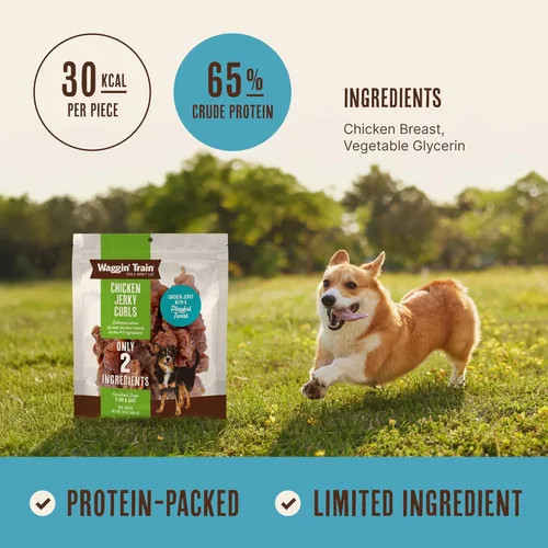 Vista 3 de Waggin' Train Golosinas para perros de pollo con rizos de cecina, hechas con pechugas de pollo 100% reales, solo dos ingredientes naturales, gran