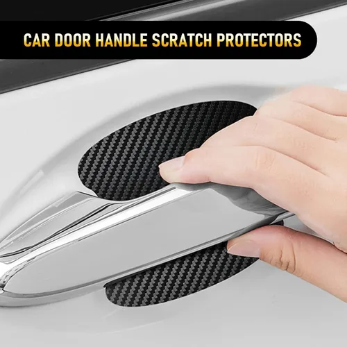 Vista 7 de gunhunt 4 protectores contra arañazos para manijas de puerta de automóvil, cubierta de mango de fibra de carbono, calcomanías antiarañazos, tazas