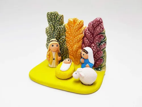 Vista 3 de Quinoa Nativity Scene - Handmade in Clay - 1 block - 3.4"X2.4"X3.4" high, Quinua, Superfood, Peru, Andes
