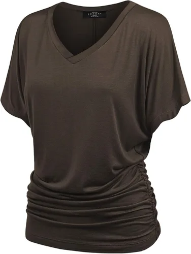 Vista 27 de Made By Johnny Camiseta de manga corta Dolman con cuello barco y dobladillo curvado para mujer, ajuste holgado Wt1037_aqua