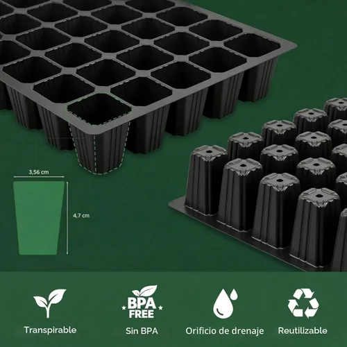 Vista 7 de Gardzen Juego de 5 bandejas de inicio de semillas, bandejas duraderas para germinación de plantas con cúpulas y bases ventiladas de humedad, ideal