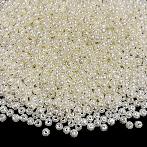 2000 cuentas de perlas redondas sueltas de 0.157 pulgadas con agujero para manualidades, pulseras, collares, suministros de fabricación de joyas,