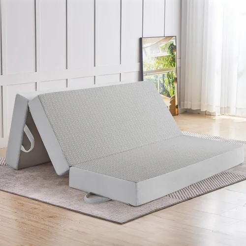 Vista 18 de Cymula - Colchón plegable Twin, cubrecolchón de espuma viscoelástica de triple pliegue de 4 pulgadas, plegable, con funda transpirable y lavable