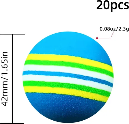 Vista 2 de Scott Edward Pelotas de práctica de golf, pelota de esponja multicolor brillante y ligera, 20 piezas, entrenamiento de golf en interiores